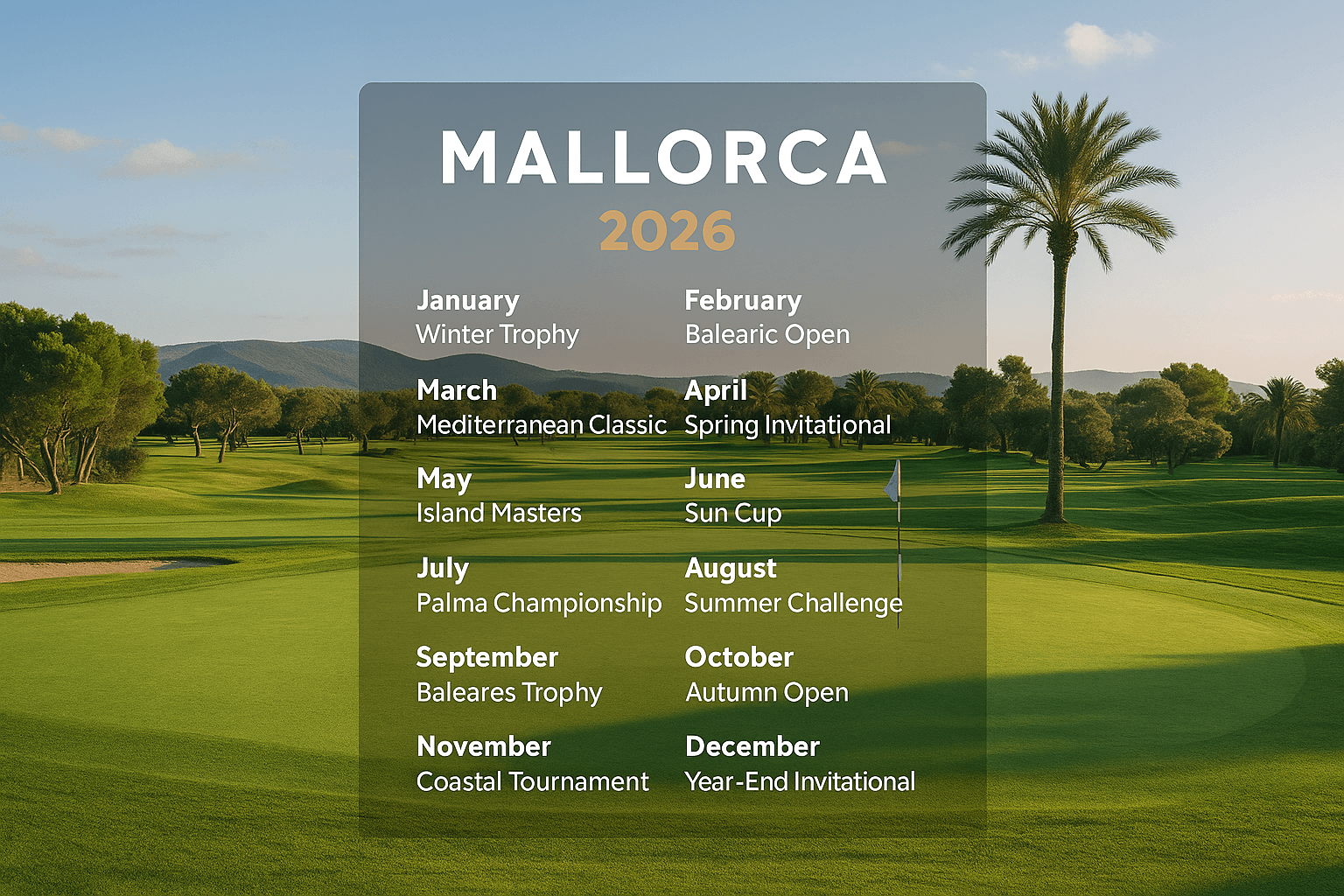 Turnierkalender für Golfturniere auf Mallorca 2026 und 2027