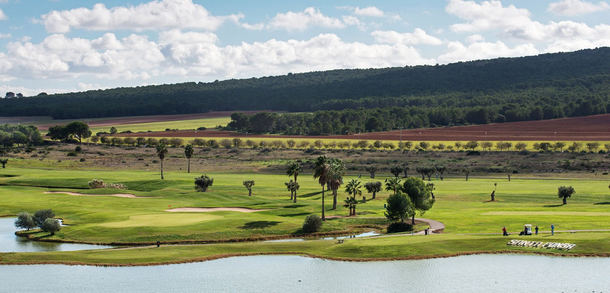 Meer en fairway met palmbomen – Golf Santa Ponsa II, Mallorca