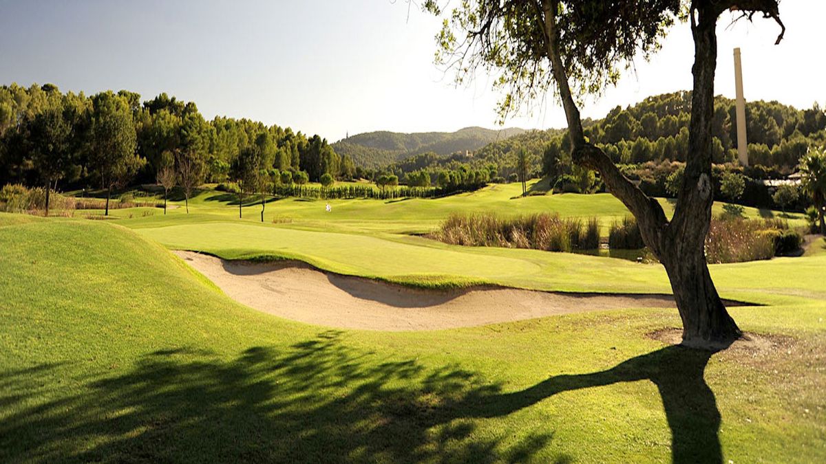 Zandbunker onder een oude den – Arabella Golf Son Muntaner, Mallorca