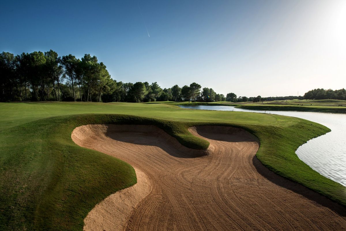 Large sand bunker beside the fairway at T-Golf Palma Puntiró, Mallorca