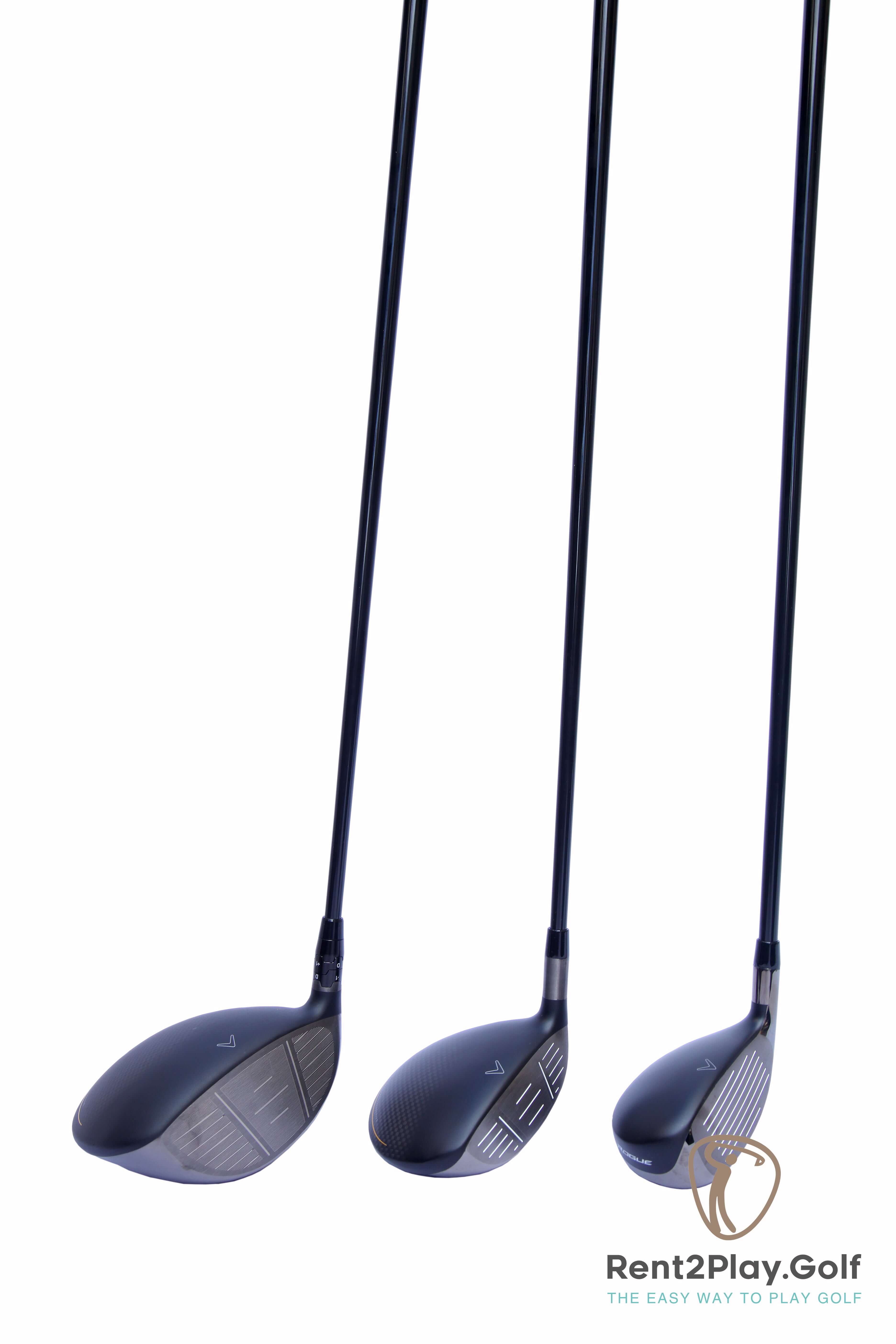Callaway Rogue men's right-handed golf club with graphite shaft, showcasing the club head and grip for high-performance swings.