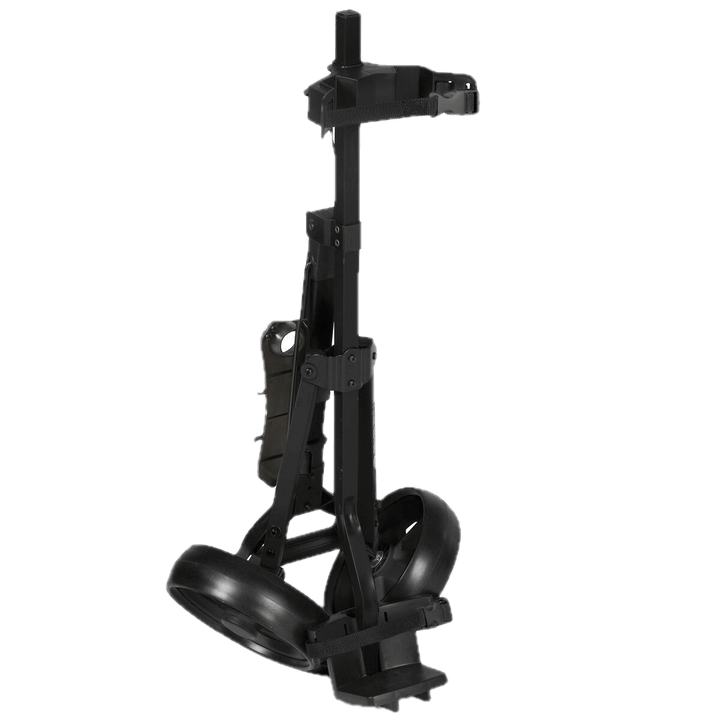 Ultra-light foldable golf cart by Rent2Play.Golf, showing its compact design and lightweight frame for easy transport on the course.