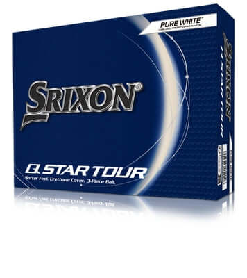 Set of 12 Srixon Q-Star Tour golf balls with white covers, designed for optimal performance on the golf course.