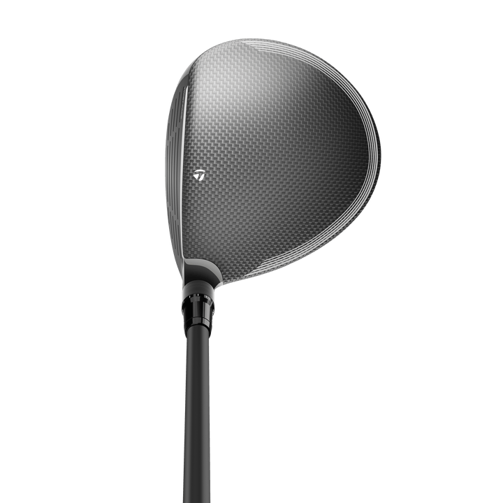 TaylorMade Qi35 men's right-handed graphite golf club with steel shaft, shown in a natural stance