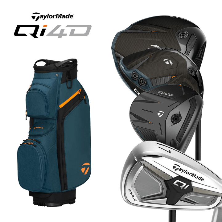 TaylorMade Qi4D men's right-handed golf driver with graphite shaft, showing the club head and grip detail.